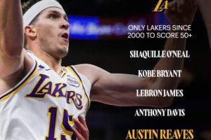 比肩鲨科詹眉！湖人官推再晒里夫斯50+：里夫斯加入精英俱乐部